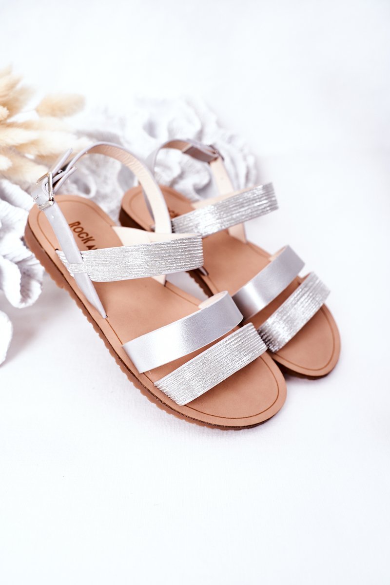 Children's Shiny Sandals Silver Natalie