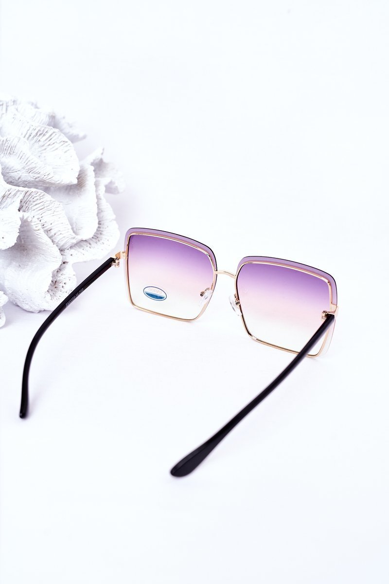 Gold Square Sunglasses Violet-Yellow Ombre