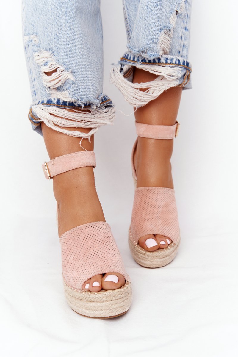 Wedge Sandals With Braids Light Pink Makenna