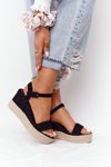 Wedge Sandals With Braids Black Baleary