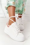 Women's Sport Shoes Sneakers On A Platform White-Gold Shine Bright